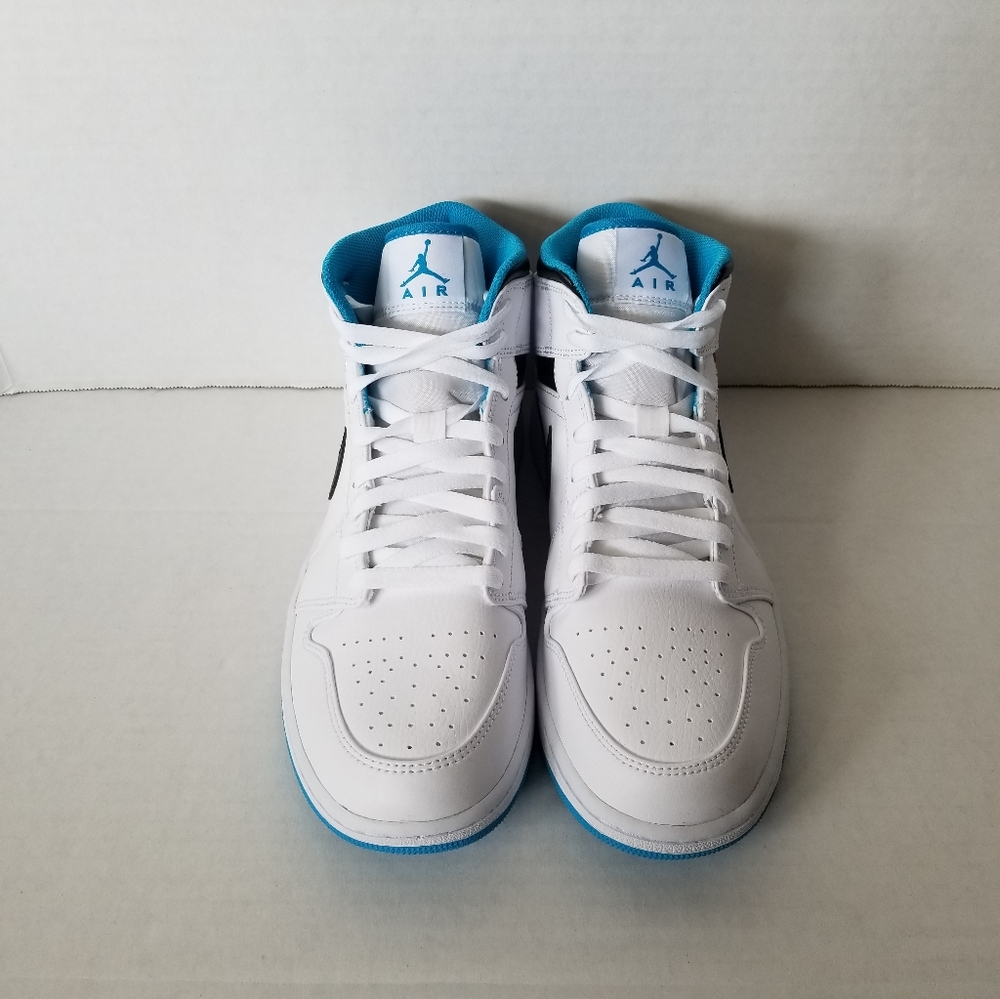 Nike Air Jordan 1 Mid White Laser Blue Men's 10 - Picture 3 of 10